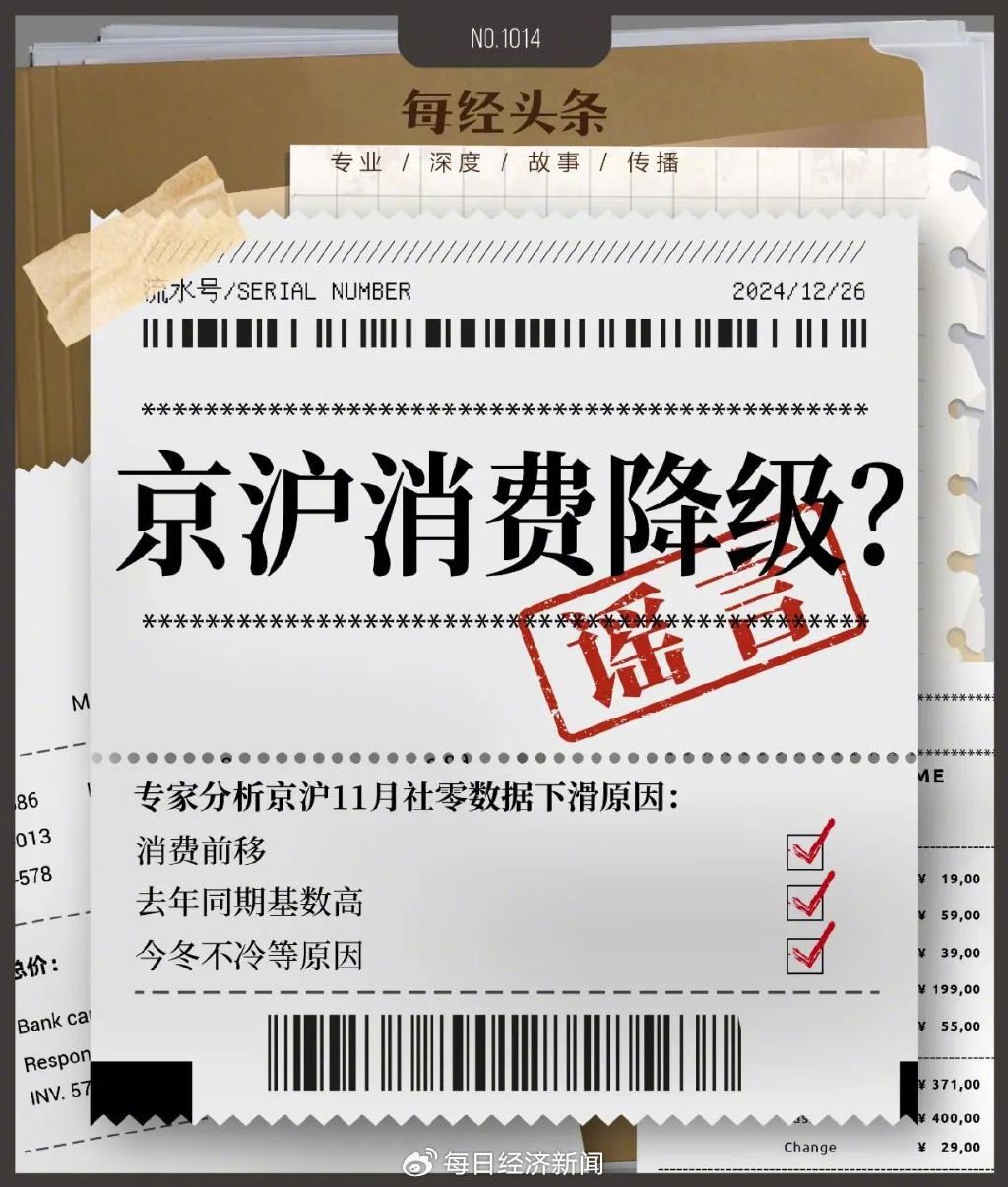 京沪11月社零数据下滑说明消费降级？专家：错！